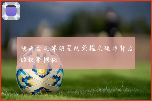 湖南台足球明星的荣耀之路与背后的故事揭秘